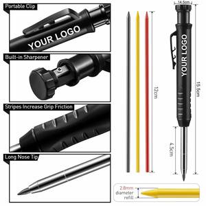 Low Price <b>Carpenter</b> Pencil with Sharpener Refillable Custom <b>Carpenter</b> Pencil Automatic Woodworking Pencil for Engineer <b>Tools</b> - Product Image 3