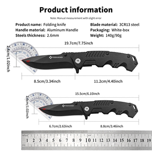 Dao gấp đa năng ngoài trời, săn bắn, cắm trại, sinh tồn, thép không gỉ, cán nhôm đen, bán buôn - Product Image 2