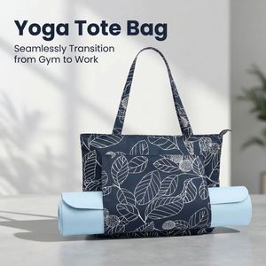 Sacs pour femmes avec porte-tapis de yoga, grand sac fourre-tout en toile, fermeture éclair, bandoulière pour Pilates, voyage, plage, entraînement - Product Image 1