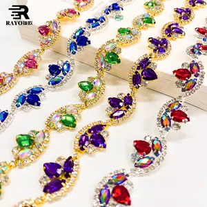 Colorful and Fashionable Glass Crystal Trimming Bezel Plated Bead For Garments Wedding Apparel & Accessories Beaded