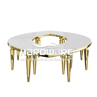 Table de réception de mariage contemporaine de luxe en acier inoxydable, meubles de fête, table de salle de réception en forme de demi-lune en or serpentin pour la mariée et le marié