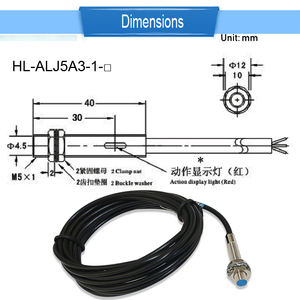 Sensor de proximidad metálico ALJ5A3-1-Z/N1 ALJ5A3-1-Z/N2 ALJ5A3-1-Z/P1 M5 DC de dos líneas NO NC 24V/36V - Product Image 6