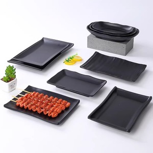 Japanese Style Black Frosted Rectangular Plate Set For Barbecue <b>Grilling</b> Meat Hot Pot Side Dish Tableware Party Use - Product Image 3