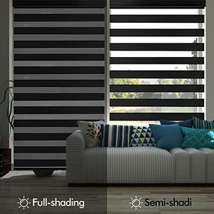 Customized Cordless Durable Room Darkening <strong>Horizontal</strong> Sheer Shades Dual-layered Zebra Roller Window <strong>Blinds</strong> - Product Image 5