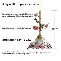 Lámpara Colgante LED de Cobre Estilo Francés con Diseño de Rosa, Creativa, Vintage, Pequeña, para Dormitorio, Mesita de Noche, Comedor
