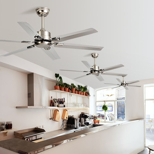 Six Blade Stainless Steel Ceiling Fan Ac Motor Quiet Design For Living Room And Study No Light Industrial Retro Style - Product Image 1