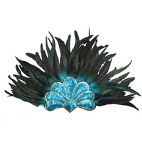 Coiffe indienne transfrontalière faite à la main en plumes noires pour carnaval, spectacle de scène adulte, défilé de mode, avec décoration florale