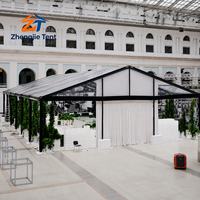 Tente de luxe 20x40m en aluminium noir à structure libre, style verrière, avec couverture en PVC anti-corrosion pour mariages et dîners de gala