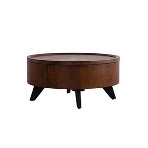 Yan Yujia Round <b>Coffee</b> <b>Table</b> <b>Walnut</b> Wood Storage Living Room Furniture - Product Image 5