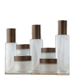 Yüksek dereceli atomizer cam parfüm örnek şişesi kozmetik cam hediyelik parfüm kutusu şişe imitasyon ahşap tahıl kapak