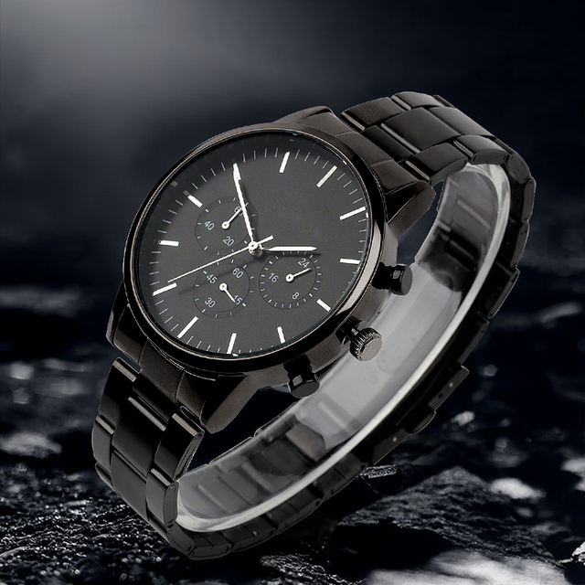 Manufacturers Low Price Wholesale Supplier Men's High Quality Stainless Steel Material Black Quartz Watch
