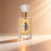 Flacon de parfum de luxe 100 ml en verre taillé style parisien, flacon vide vintage pour parfum avec bouchon couronne royale pour cosmétiques