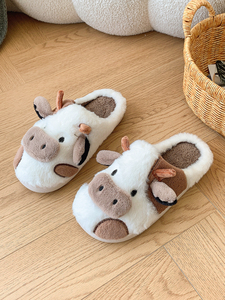 Phim Hoạt Hình In Động Vật Bò Thời Trang Lông Fluffy Sang Trọng Trong Nhà Nhà Phụ Nữ Giày <span class=keywords><strong>Slide</strong></span> Dép Đi Trong Nhà Cho Phụ Nữ - Product Image 6