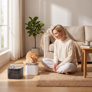 Fontaine à eau pour chat sans fil en acier inoxydable 4L, silencieuse, intelligente, distributeur d'eau pour animaux de compagnie, écologique, vente chaude - Product Image 1