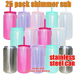 Canette en acier inoxydable de 16 oz à sublimation vierge, effet holographique scintillant - Product Image 3