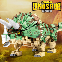 1352 Uds dinosaurio modelo multifuncional dinosaurio niños transformación juguetes caminar Animal eléctrico Triceratops bloques de construcción