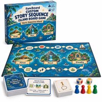 Papan Cerita Edukatif Kustom Fancboard untuk Permainan Papan Bahasa Pulau, Papan Karton Lipat 4 untuk Usia 8-10 Tahun |   Bahasa Inggris |