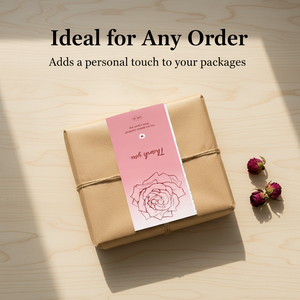 Custom Waterproof Vinyl Die Cut Thank You Card Rose Sticker Pink Small Business Customer Appreciation <b>Gift</b> Card Thank You - Product Image 5