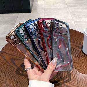 เคสโทรศัพท์ TPU แบบใสเคลือบโลหะด้วยแม่เหล็กสำหรับ <span class=keywords><strong>iPhone</strong></span> 17 PRO MAX เคสป้องกันหน้า<span class=keywords><strong>จอ</strong></span>มือถือสำหรับ <span class=keywords><strong>iPhone</strong></span> 17 16 15 - Product Image 3