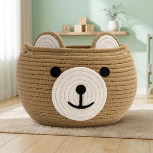 Cute Bear Shaped Rope <b>Storage</b> <b>Basket</b> for Children's <b>Toy</b> <b>Storage</b> and Room Decoration - Product Image 4