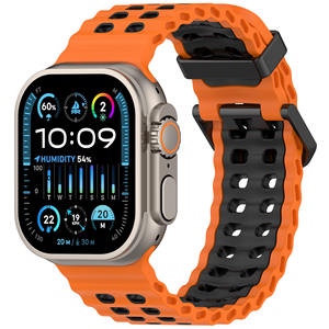 Transpirable Tuo Color Sport Silicone Metal <span class=keywords><strong>Watch</strong></span> Band Correa para <span class=keywords><strong>Apple</strong></span> <span class=keywords><strong>Watch</strong></span> Ultra 2 10 9 8 IWatch 42mm 44mm 45mm 46mm 49mm - Product Image 3
