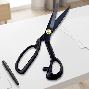 Ciseaux professionnels en gros pour papier, en acier inoxydable noir, à bord lisse, avec poignée en plastique - Product Image 4