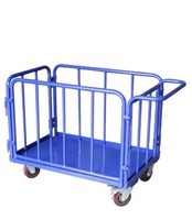 Chariot logistique pliable à quatre roues robuste avec capacité de charge de 500 kg, conteneur à roulettes en métal OEM pour usage industriel