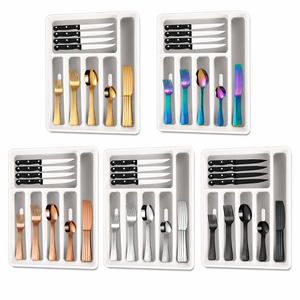 Juego de Cubiertos de Acero Inoxidable de Lujo de 24 Piezas con Bandeja, Juego de Cubiertos Dorados, Arcoíris y Negros para Cocina y Comedor - Product Image 2