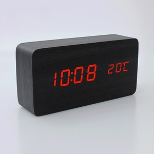 Nhà Máy Bán buôn sáng tạo bằng gỗ kỹ thuật số thời gian hiển thị nhiệt độ 3 Bộ đồng hồ báo thức LED Điều khiển bằng giọng nói Bảng trang trí đồng hồ - Product Image 1