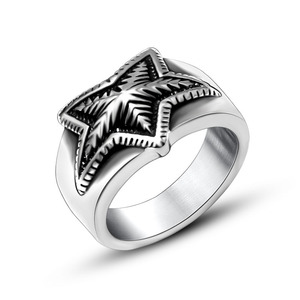 Anillo de Estrella de Acero Inoxidable SA971, Joyería de Moda Unisex, Regalo, Diseño Retro Metálico - Product Image 1