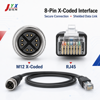 Kabel Ethernet Industri M12 X-Coded ke RJ45 8 Pin Berpelindung untuk Otomasi PLC Visi Mesin