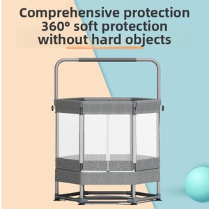Trampolín Plegable Hexagonal de Polipropileno con Marco de Acero, Cama Elástica para Niños, Uso Interior, con Red de Seguridad, para Familias Pequeñas, de 3 a 10 Años - Product Image 2