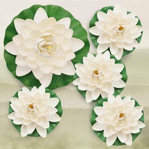 Artificiale Giglio <span class=keywords><strong>di</strong></span> Acqua <span class=keywords><strong>di</strong></span> Galleggiamento della Gomma Piuma Del <span class=keywords><strong>Fiore</strong></span> <span class=keywords><strong>di</strong></span> Loto per Stagno Patio Giardino Piscina Decor Large Size 5 Pack - Product Image 3