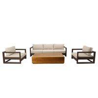 Ensemble de canapés d'extérieur modernes en aluminium ZLor avec table brasero – Mobilier de jardin durable, résistant à la rouille, imperméable, idéal pour ferme, parc, hôtel, protection UV
