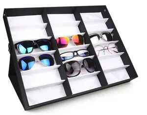 18 Slot Portable Wholesale Cheap Foldable Fabric Eyewear Storage Spectacles Sunglasses Display Glasses Box Custom Logo