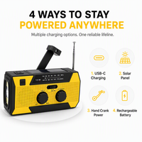 Wind up Solar Hand Crank 5000mAh Rechargeable Phone Charger Reading Light Portable Camping Off Grid Emergency Radio
