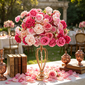 Wholesale Decor Hot Pink <b>Artificial</b> <b>Flower</b> Ball Arrangement Wedding Centerpieces for Wedding Table Party Decorations - Product Image 1