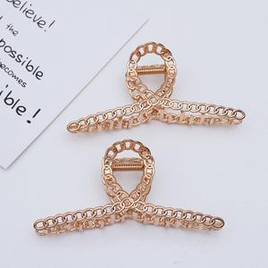 <span class=keywords><strong>Pinces</strong></span> à cheveux à grande chaîne en filigrane de 4.5cm x 11.5cm pour tenir les queues de cheval <span class=keywords><strong>pinces</strong></span> à cheveux croisées en alliage de Zinc Barrettes épingles à cheveux requin - Product Image 6