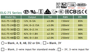Driver LED Mean Well ELG-<span class=keywords><strong>75</strong></span>-24DA-3Y 75W 24V avec gradation <span class=keywords><strong>DALI</strong></span> IP67 CC/CV pour éclairage extérieur et architectural (100-305VAC) - Product Image 5