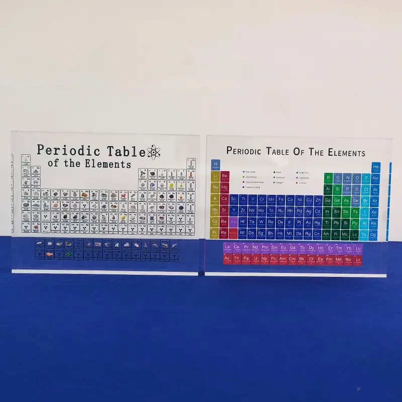 Impressão UV Tabela Periódica de Acrílico transparente com Elements Reais Exibição da Tabela Periódica com Elementos Decoração da Tabela Periódica 3D