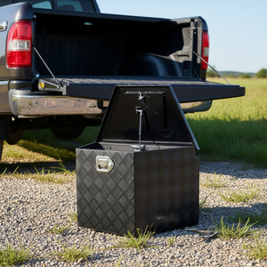 Caja de herramientas de aleación de aluminio para remolque, 29x16.2x18 pulgadas, resistente, con placa de diamante, para camioneta, RV, remolque utilitario - Product Image 2