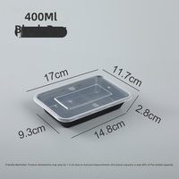 Conteneur alimentaire jetable en plastique en gros, boîte à lunch rectangulaire de 400 ml avec couvercle pour l'emballage des restaurants de restauration rapide
