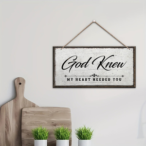 Letrero Colgante de Madera Vintage, Placa Rústica para Pared con la Frase 'Dios Sabía que <span class=keywords><strong>mi</strong></span> Corazón Necesitaba Tu Presencia', Decoración para Puerta Principal del Hogar, Etiqueta Colgante de Madera para Puerta - Product Image 5
