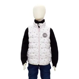 Meisje Puffer Gilet Mode Omkeerbaar Bloemenprint Gewatteerde Vest Voor Kid