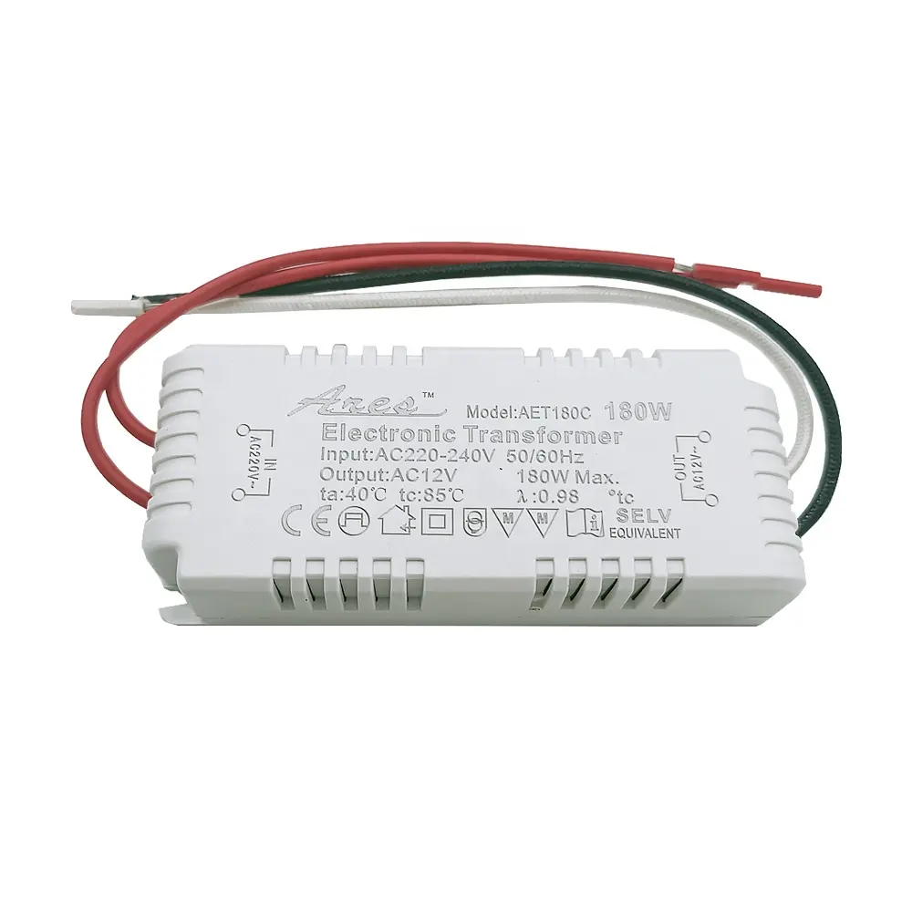 Transformador electrónico para lámpara de cuarzo, lámpara halógena de cristal, regulable, 180w, AC220V a AC12V, para G4/G5.3, MR11/MR16, CE