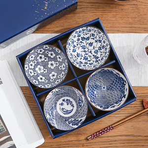 Ceramic Bowl <b>Dinner</b> Plates Gift <b>Set</b> With Chopsticks for Wedding Souvenir 4.5inch Ceramic Rice Bowls - Product Image 3