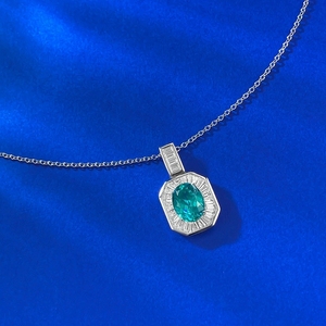 S925 Plata <span class=keywords><strong>Parra</strong></span> Verde Colgante Mujer Luz Lujo Individual Cadena de clavícula de gama alta - Product Image 3