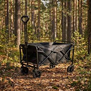 QM Stainless Steel Foldable Four-Wheel Platform Portable Tank Picnic Shopping All-Terrain Camping Utility <b>Wagon</b> <b>Cart</b> Trolley - Product Image 1