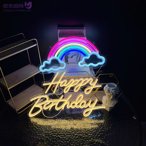 Cá nhân RGB đèn neon thay đổi độ sáng <span class=keywords><strong>LED</strong></span> cầu vồng tường trang trí nội thất cho xe đám cưới sinh nhật thanh biểu tượng Tên tùy chỉnh Neon dấu hiệu - Product Image 1