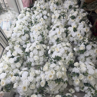 C-713 Boule de fleurs artificielles en soie blanche personnalisée, décoration de table de mariage, chemin de table fleuri, centres de table de mariage